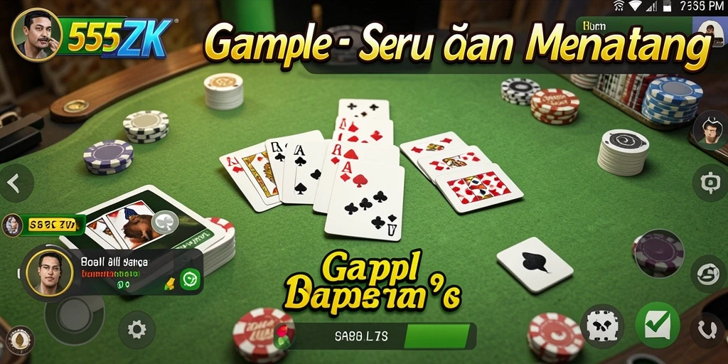 Tampilan gameplay Gaple yang seru dan menarik di 555ZK.