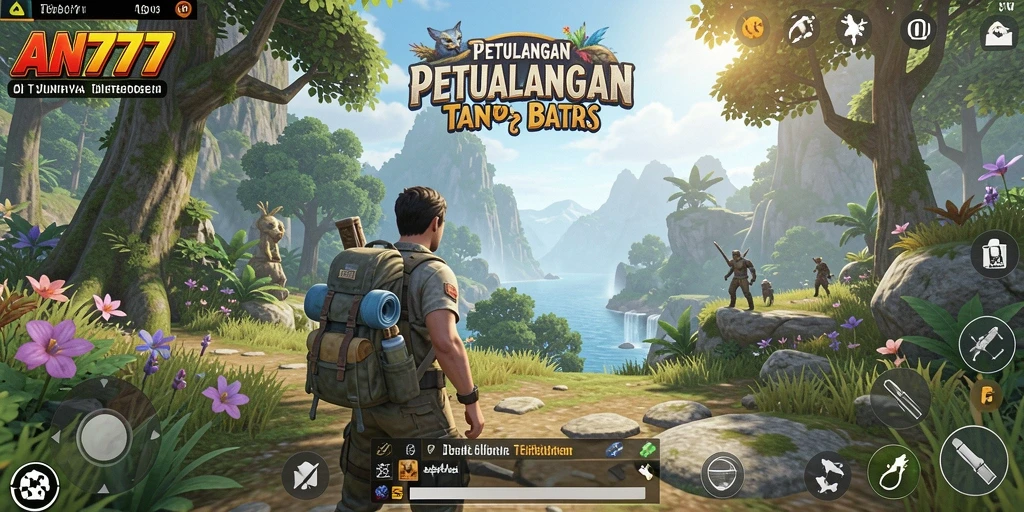 Screenshot gameplay AN777 yang menunjukkan keindahan dunia terbuka.