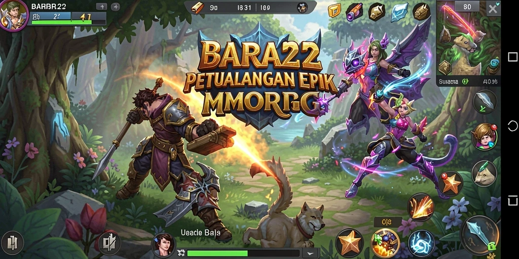 Screenshot gameplay BARA22 menampilkan aksi pertarungan yang seru di dunia MMORPG.