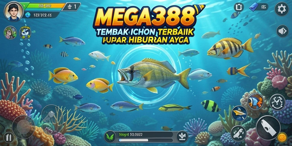Tampilan gameplay MEGA388 yang menampilkan aksi Tembak Ikan seru.