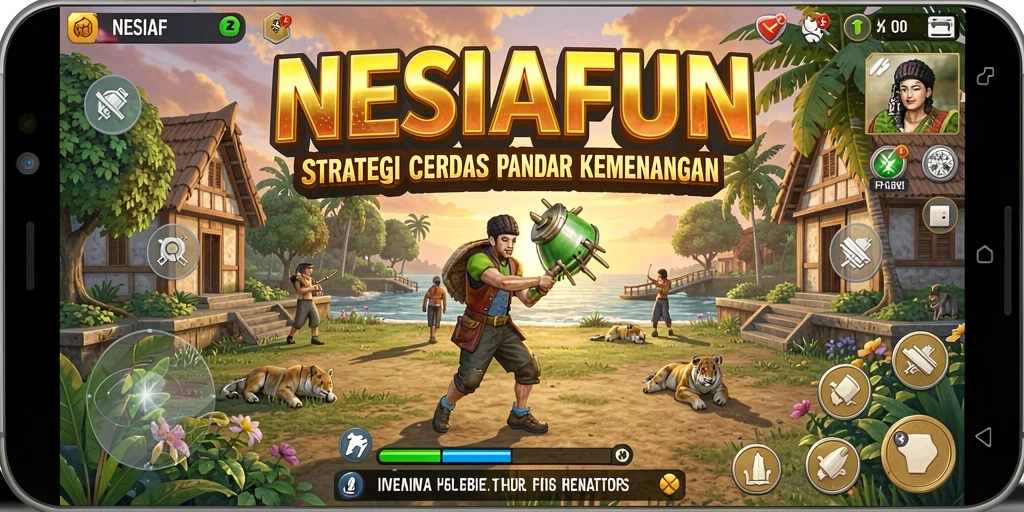 Tampilan gameplay mendebarkan dari NESIAFUN yang menyoroti strategi pertempuran.
