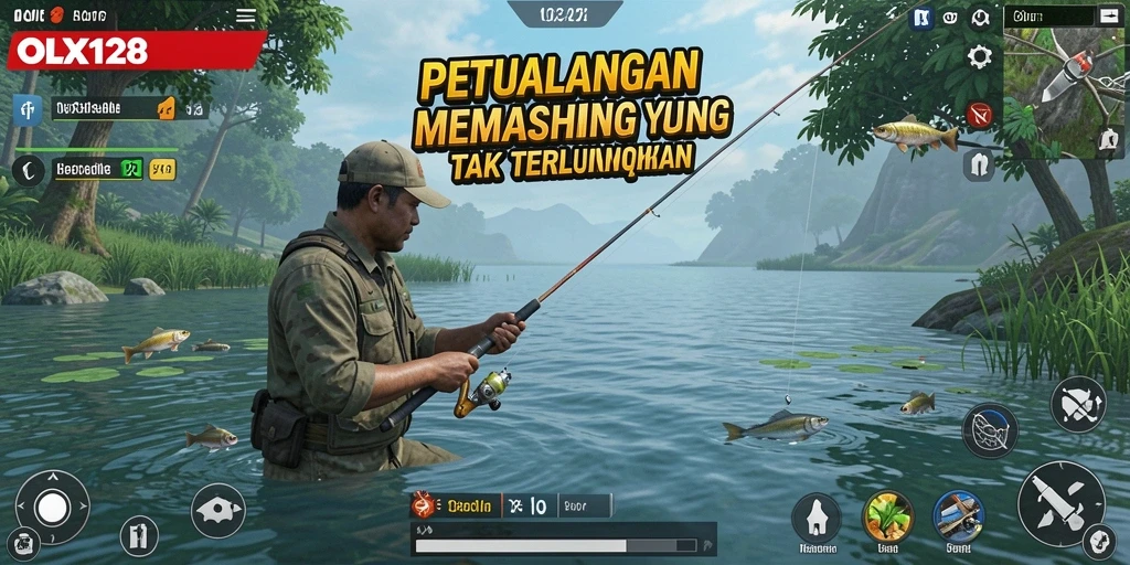 Tampilan menarik dari gameplay OLX128 dengan berbagai jenis ikan.