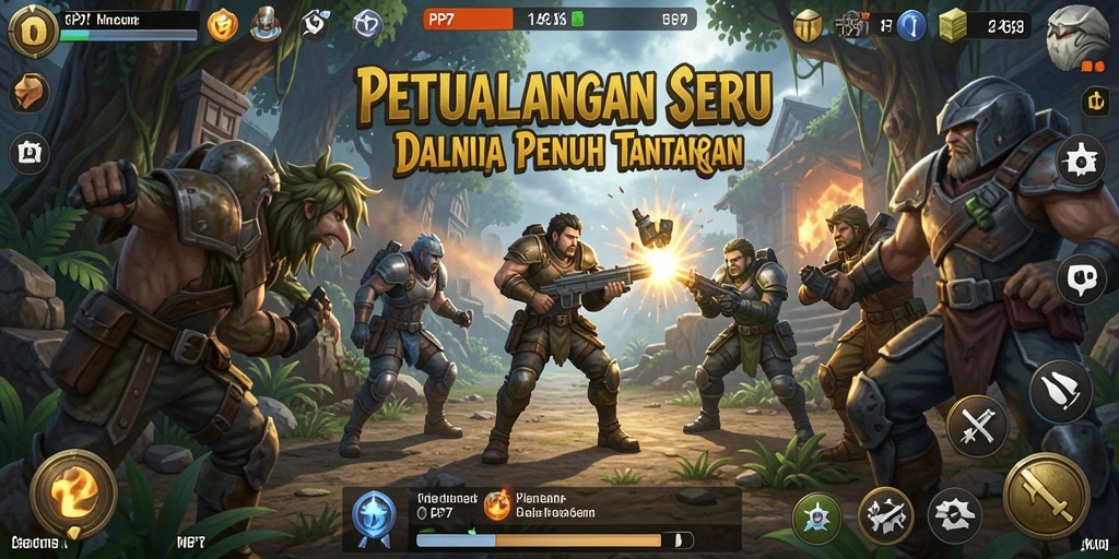 Screenshot gameplay PP7 menunjukkan petualangan yang menegangkan dan pemandangan yang menakjubkan.