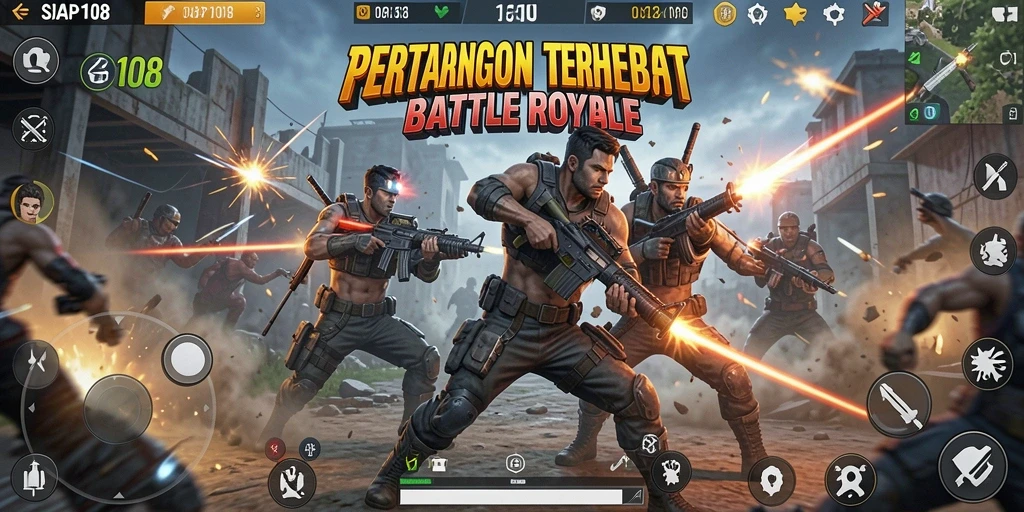 Gameplay seru dalam pertempuran Battle Royale SIAP108.