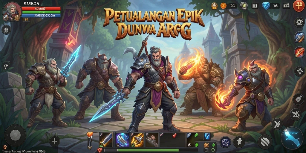 Screenshot utama SM605 menampilkan aksi pertarungan mendebarkan di dunia ARPG.
