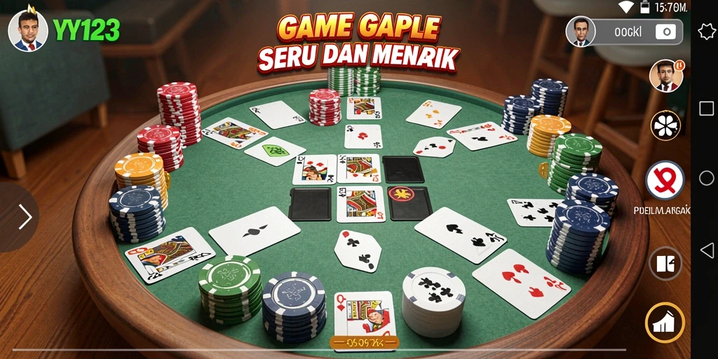 Tampilan gameplay Gaple menarik dan interaktif di YY123.